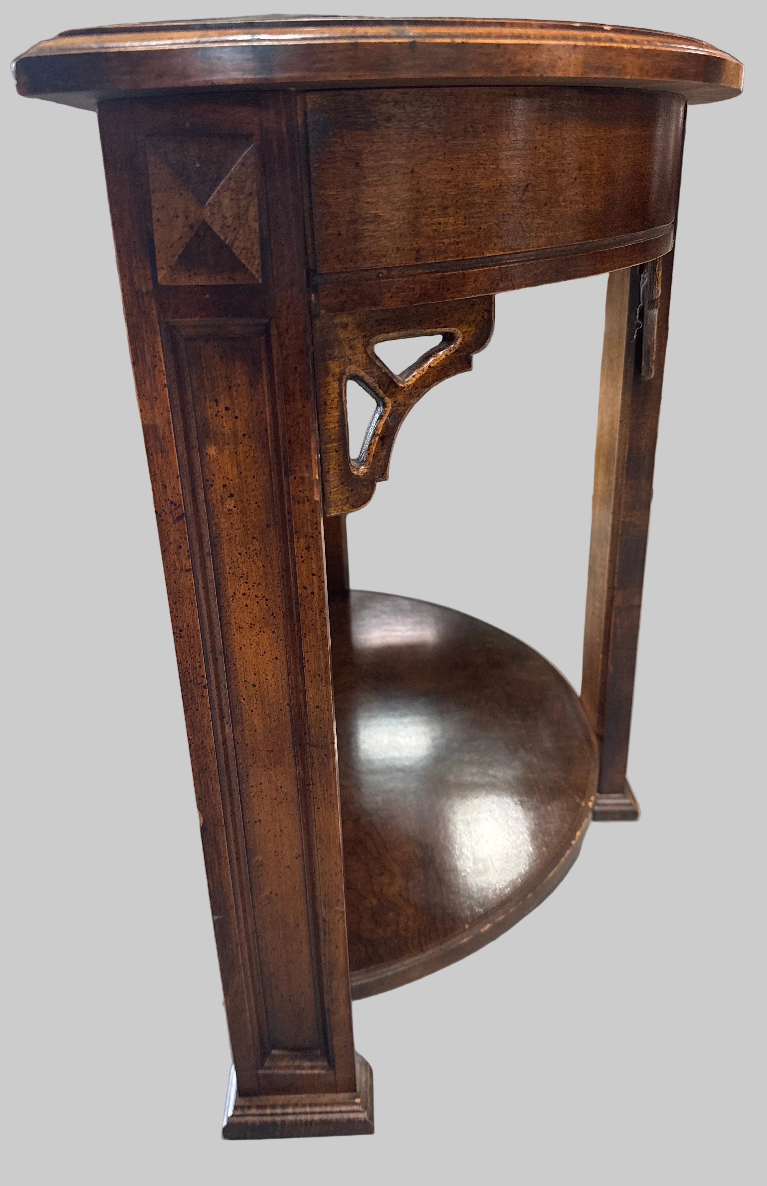 Vintage Chinese Chippendale Style Demilune Side Table