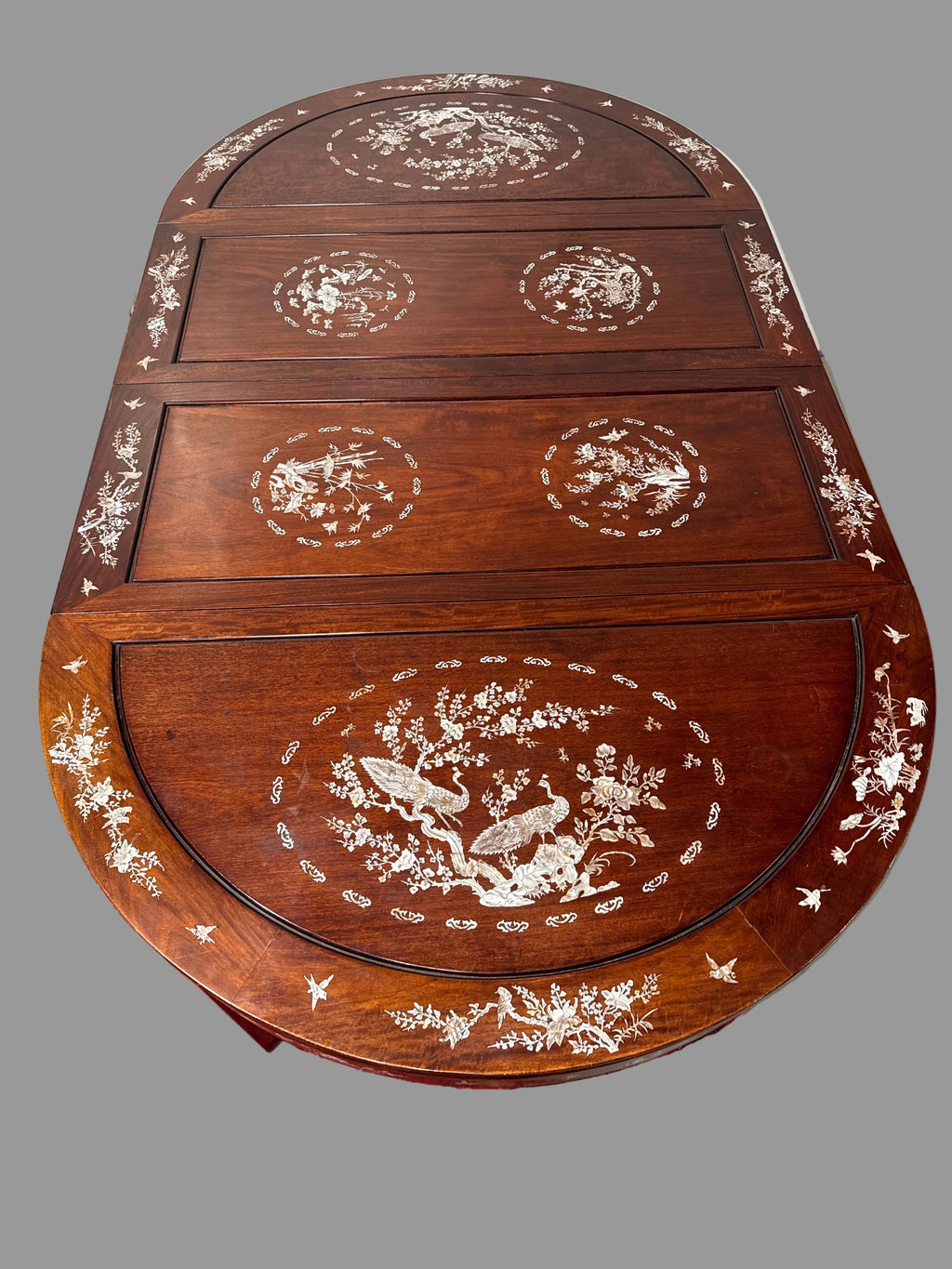 Vintage Rosewood Chinese Mother of Pearl Inlay Dining Table-K