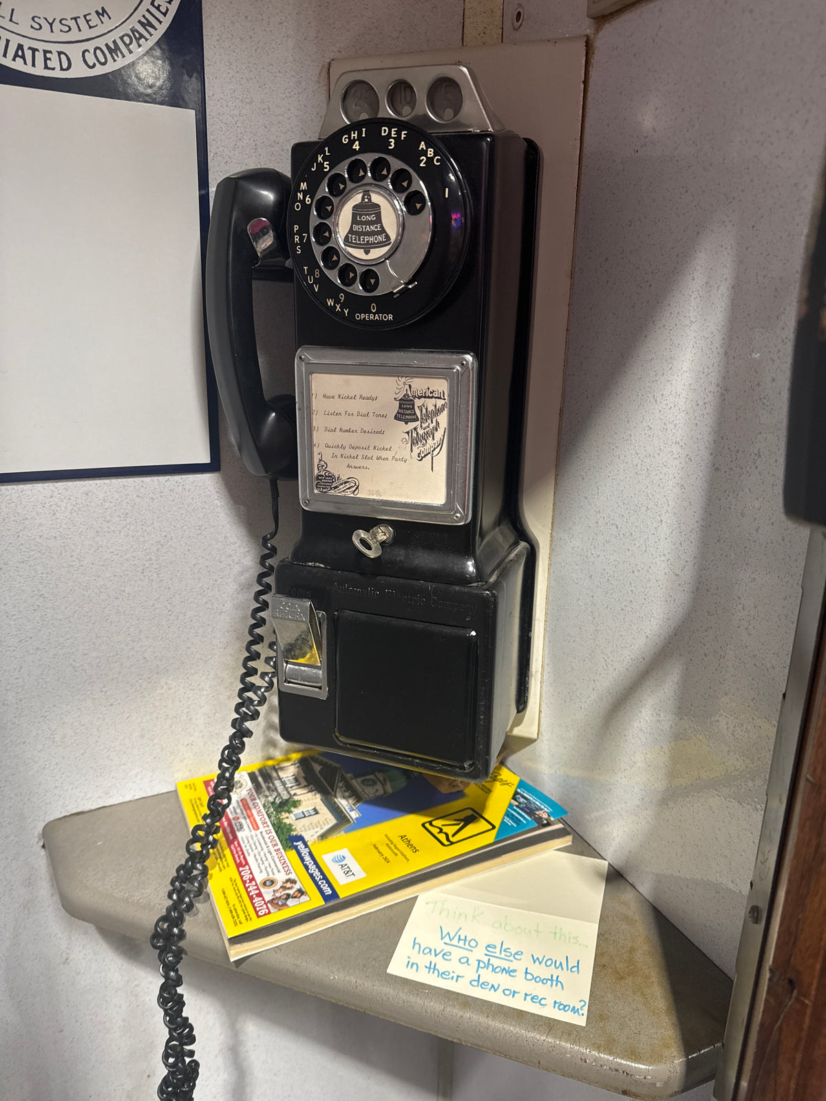 Vintage 1960's Bell System Wood Walk-In Phone Booth With Bi-Fold Doors-K