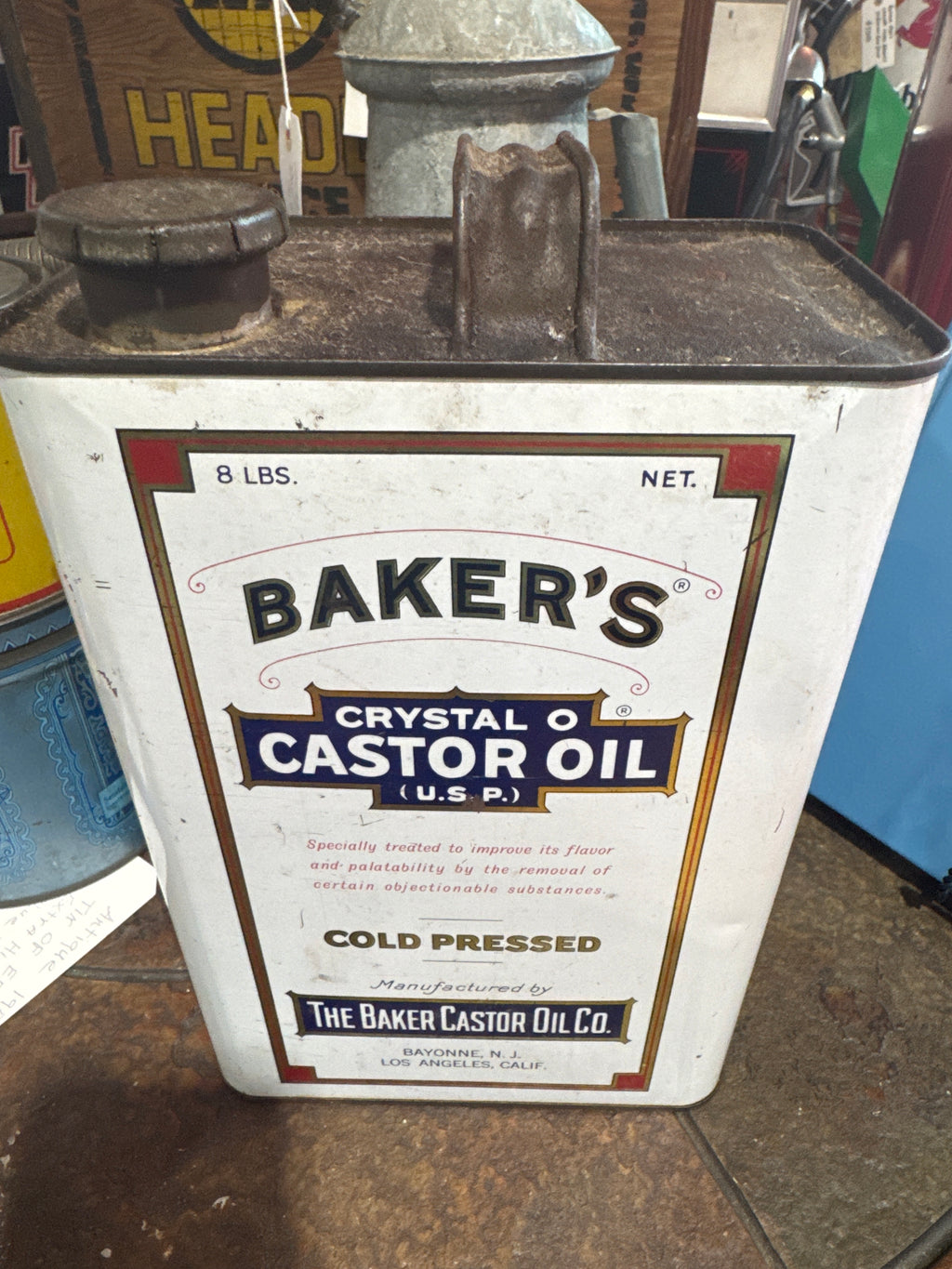 Vintage Baker’s Castor Oil (U.S.P) Metal Can
