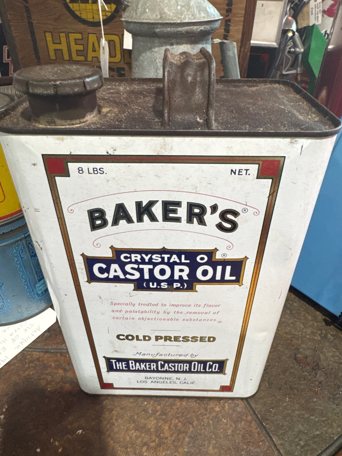 Vintage Baker’s Castor Oil (U.S.P) Metal Can