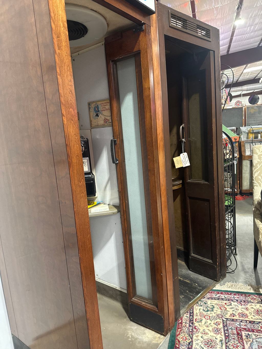Vintage 1960's Bell System Wood Walk-In Phone Booth With Bi-Fold Doors-K
