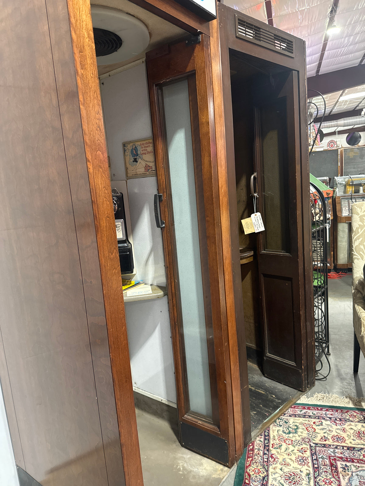 Vintage 1960's Bell System Wood Walk-In Phone Booth With Bi-Fold Doors-K