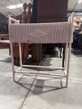Vintage White Wicker Planter Stand with Metal Insert