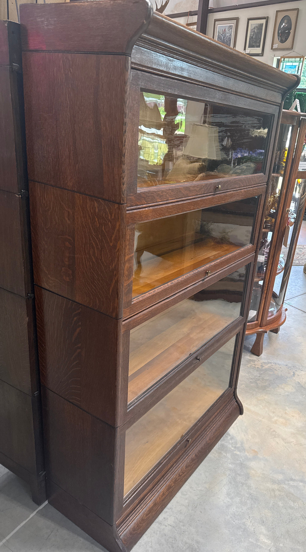 Antique Oak 4 Stack Lawyer Barrister Bookcase