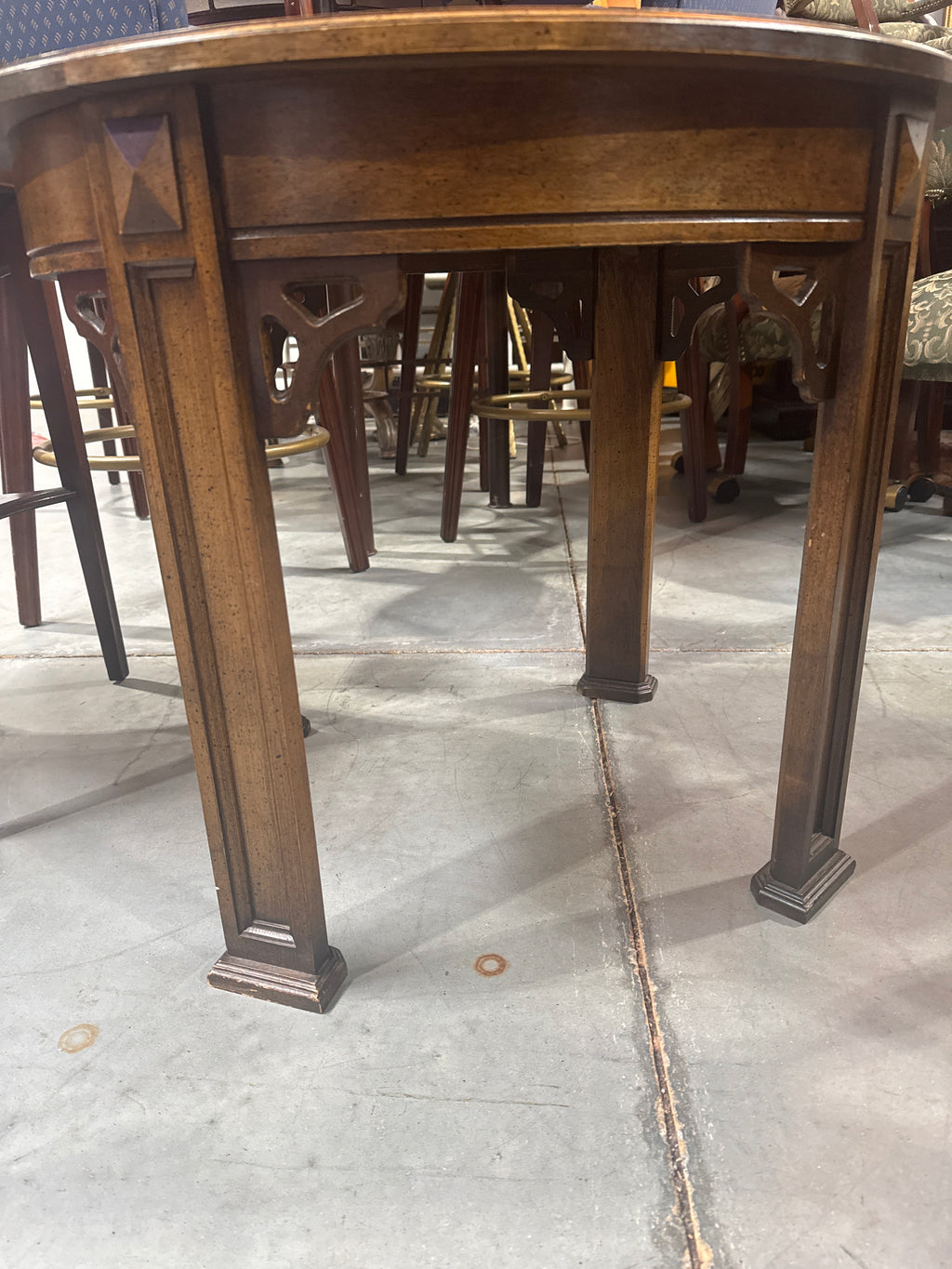 Vintage Chinese Chippendale Style Oval Side Table