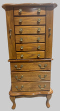 Queen Anne Style Oak Jewelry Chest, 42”H
