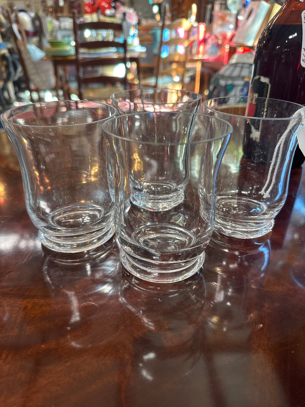 Vintage Set of 4 Clear Tulip Whiskey Glasses