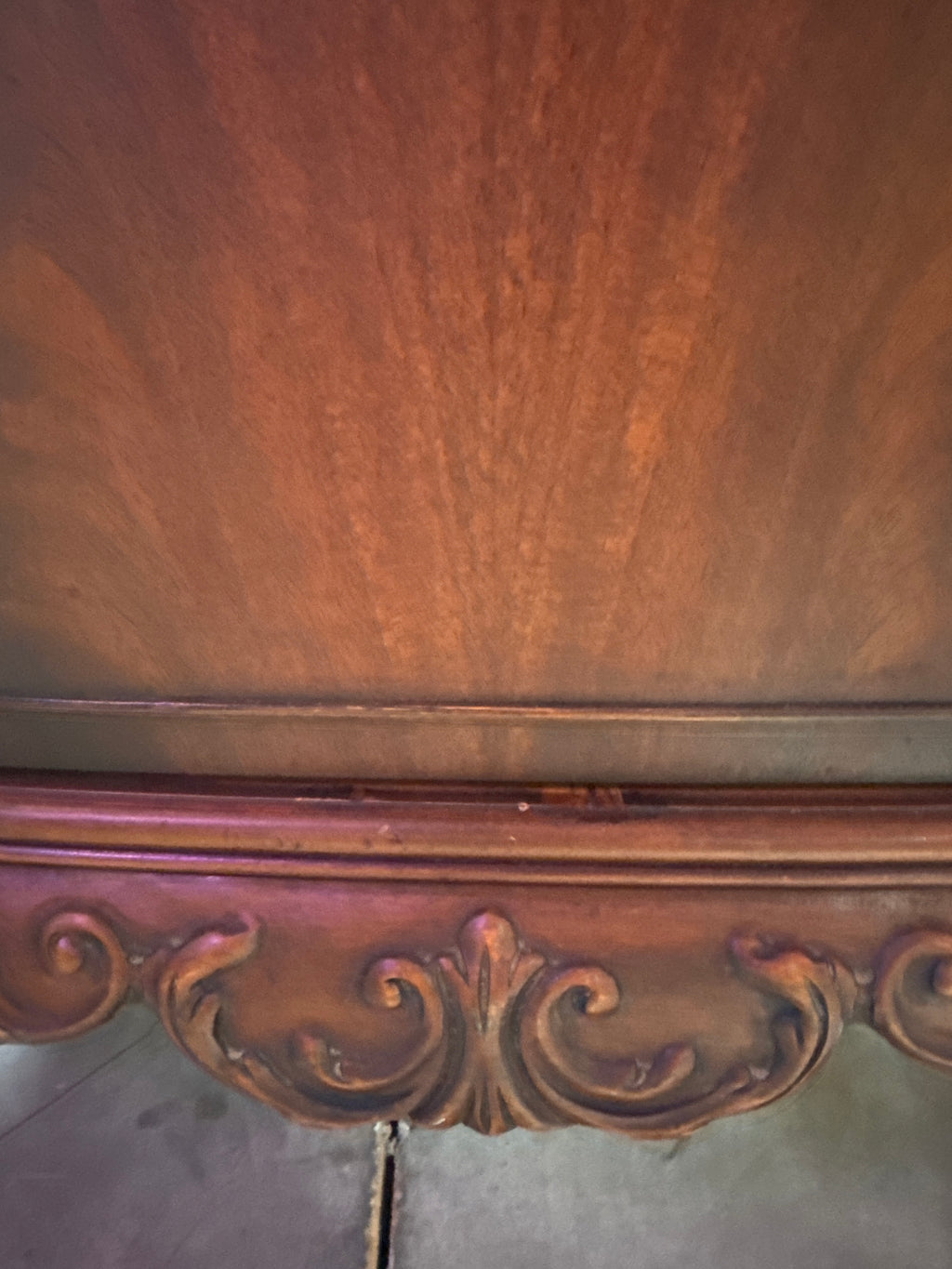 Vintage Tall Carved Mahogany Chinese Chippendale Style Bow Front High 5 Drawer Chest Dresser