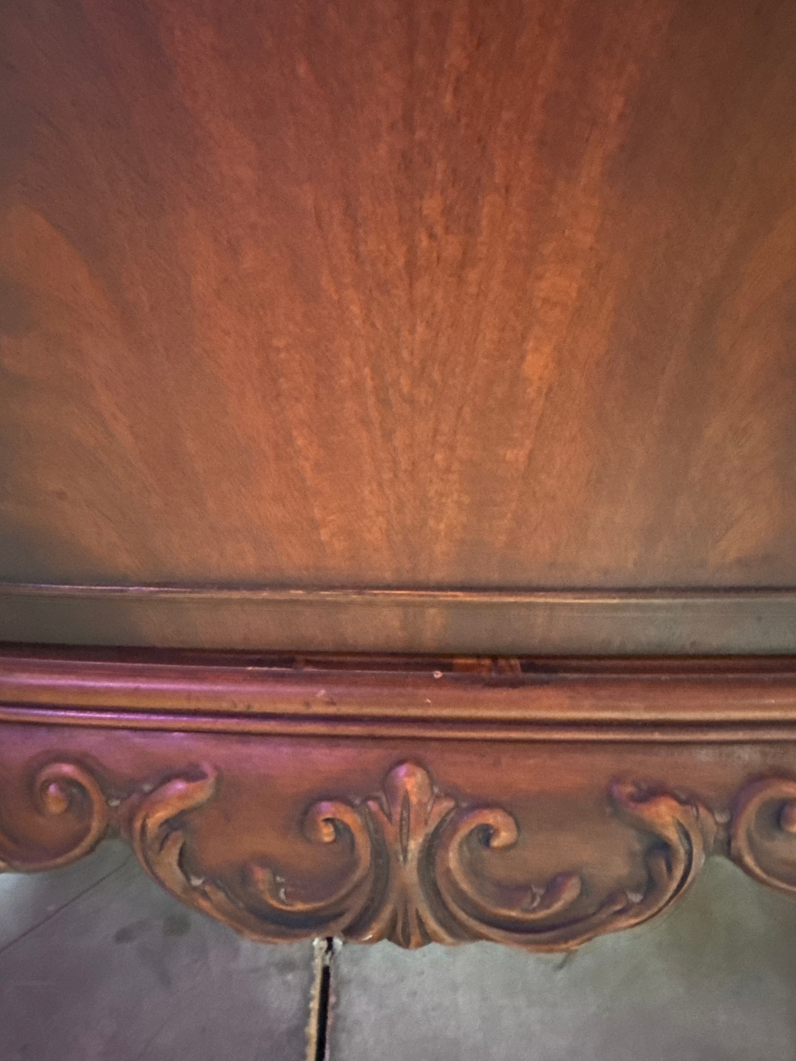 Vintage Tall Carved Mahogany Chinese Chippendale Style Bow Front High 5 Drawer Chest Dresser