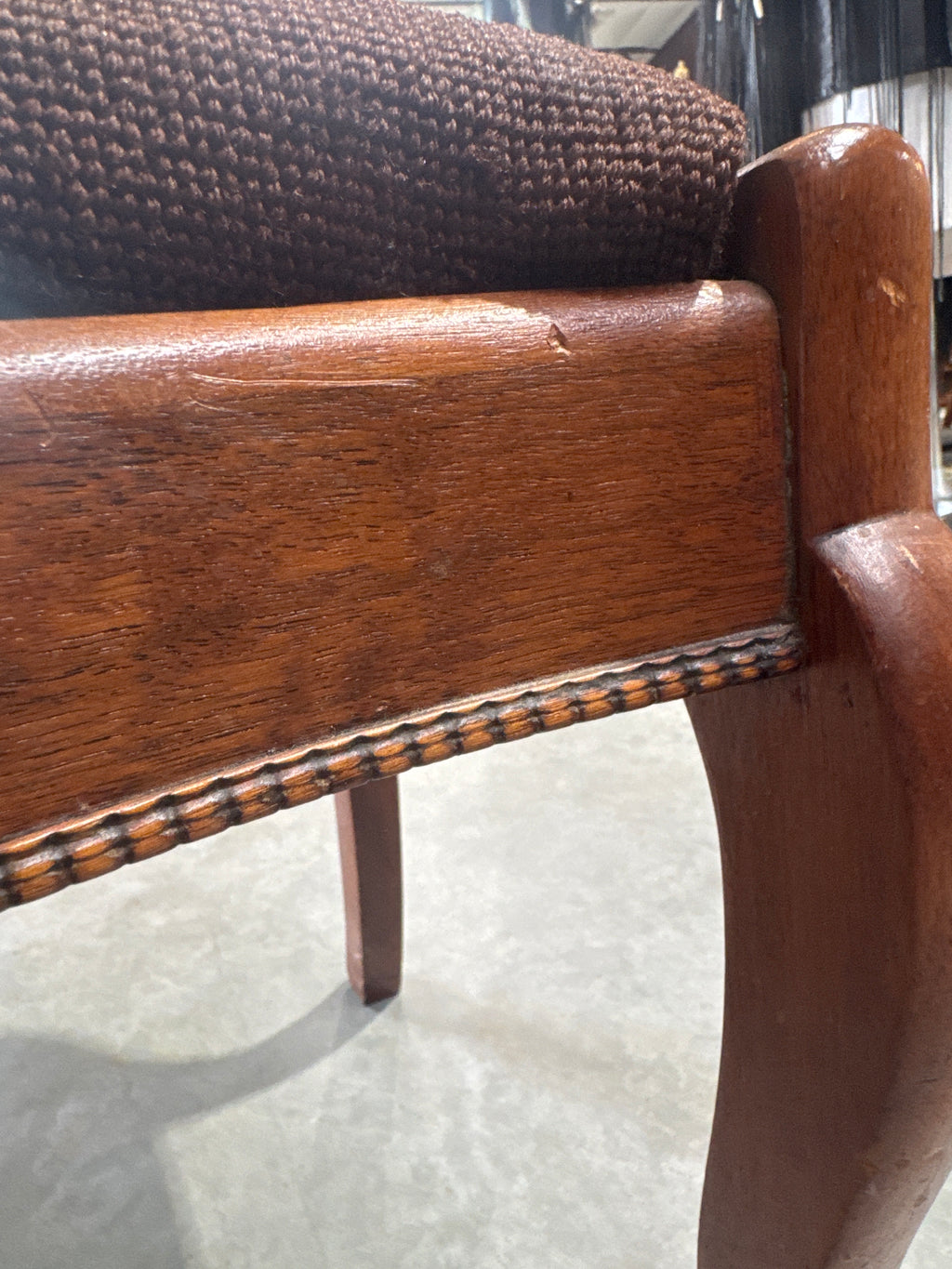 Antique Rose Bud Carved Needlepoint Chair