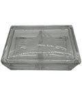 Vintage Clear Glass Playing Card Box with Removable Etched Sailboat Lid