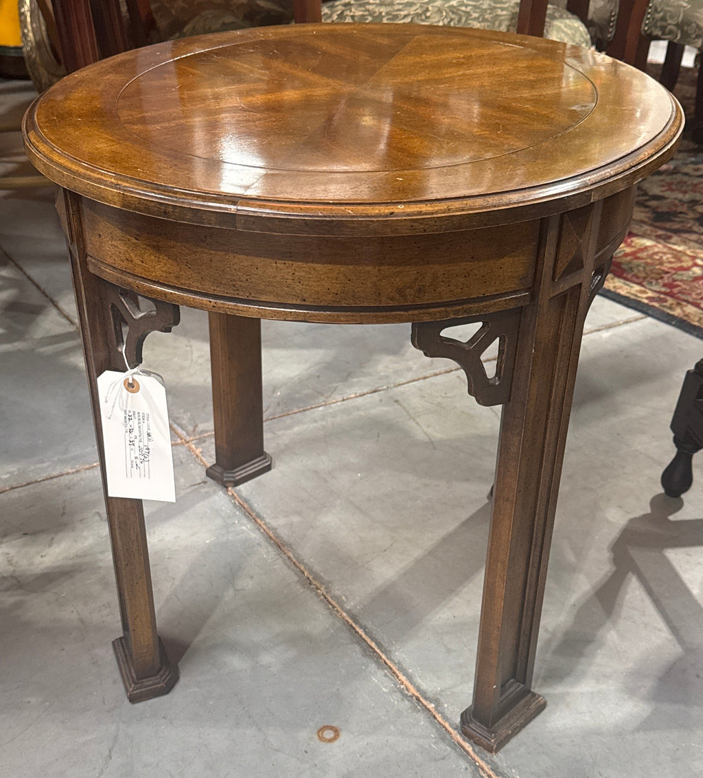 Vintage Chinese Chippendale Style Oval Side Table