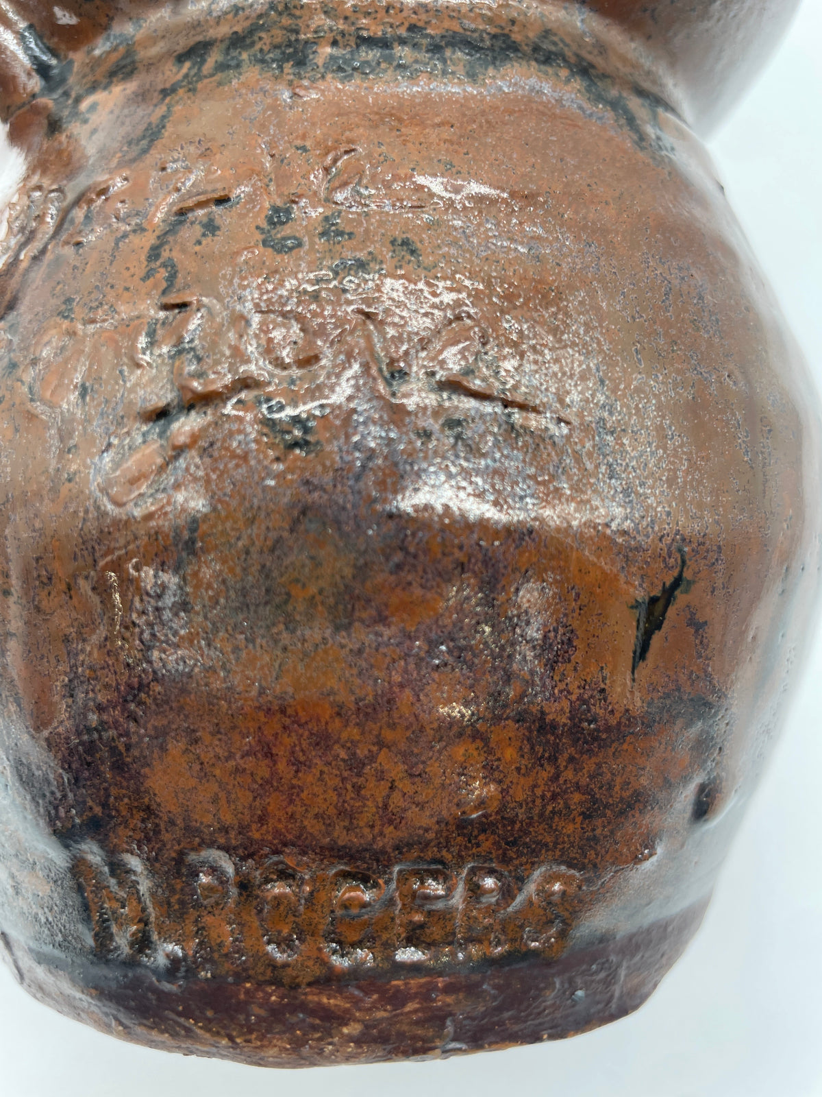 Georgia Folk Pottery Face Jug Signed M. Rogers (Marie Rogers)