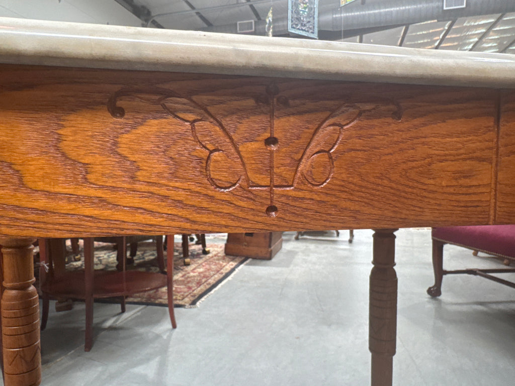 Antique Victorian Chestnut Marble Top Table