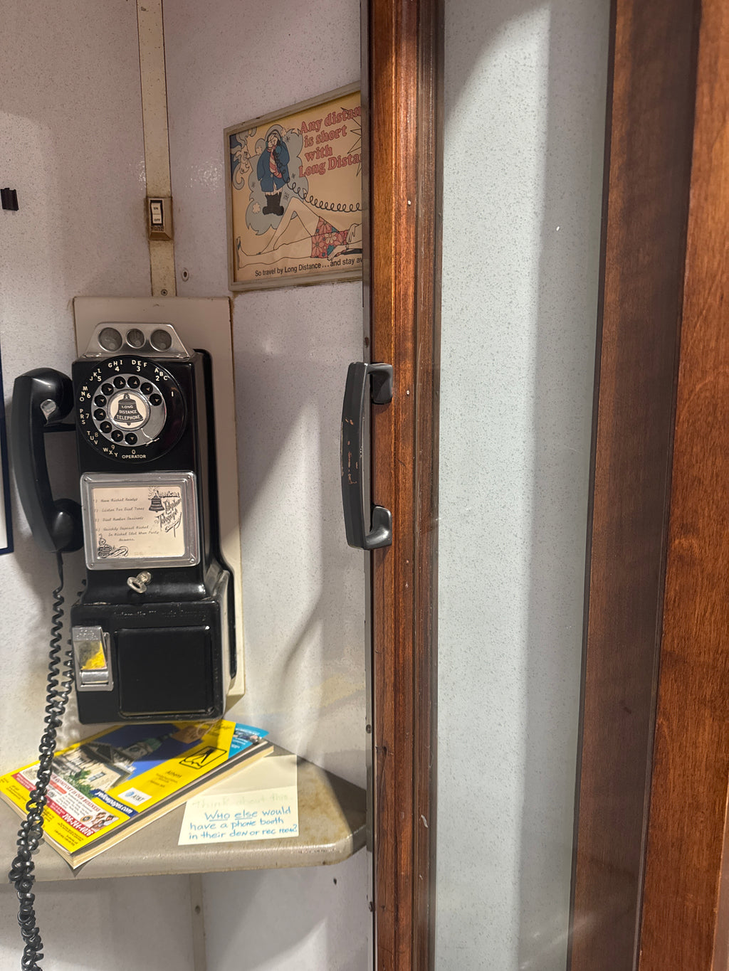 Vintage 1960's Bell System Wood Walk-In Phone Booth With Bi-Fold Doors-K