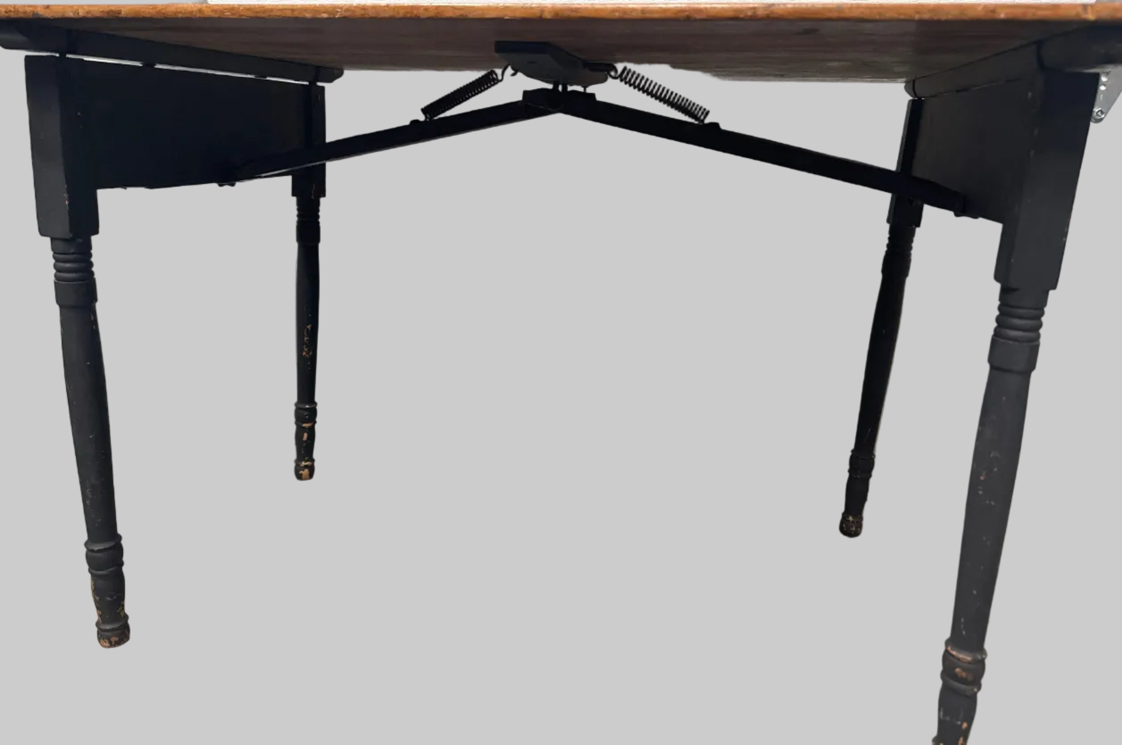 Antique Early 20th C. Folding Sewing Table with Yardstick Top
