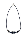 Vintage LFK Jewels Sapphire Blue Crystal Bicone Bead 18” Necklace