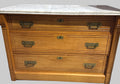 Vintage Campaign-Style 3 Drawer with Brass Hardware and a White Marble Top-K