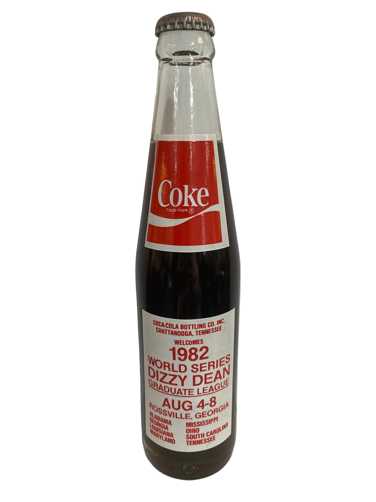 1982 Dizzy Dean World Series Graduate League Coca-Cola 10 oz Bottle