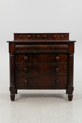 Antique Flame Mahogany Empire Chest with 3 Glove Boxes