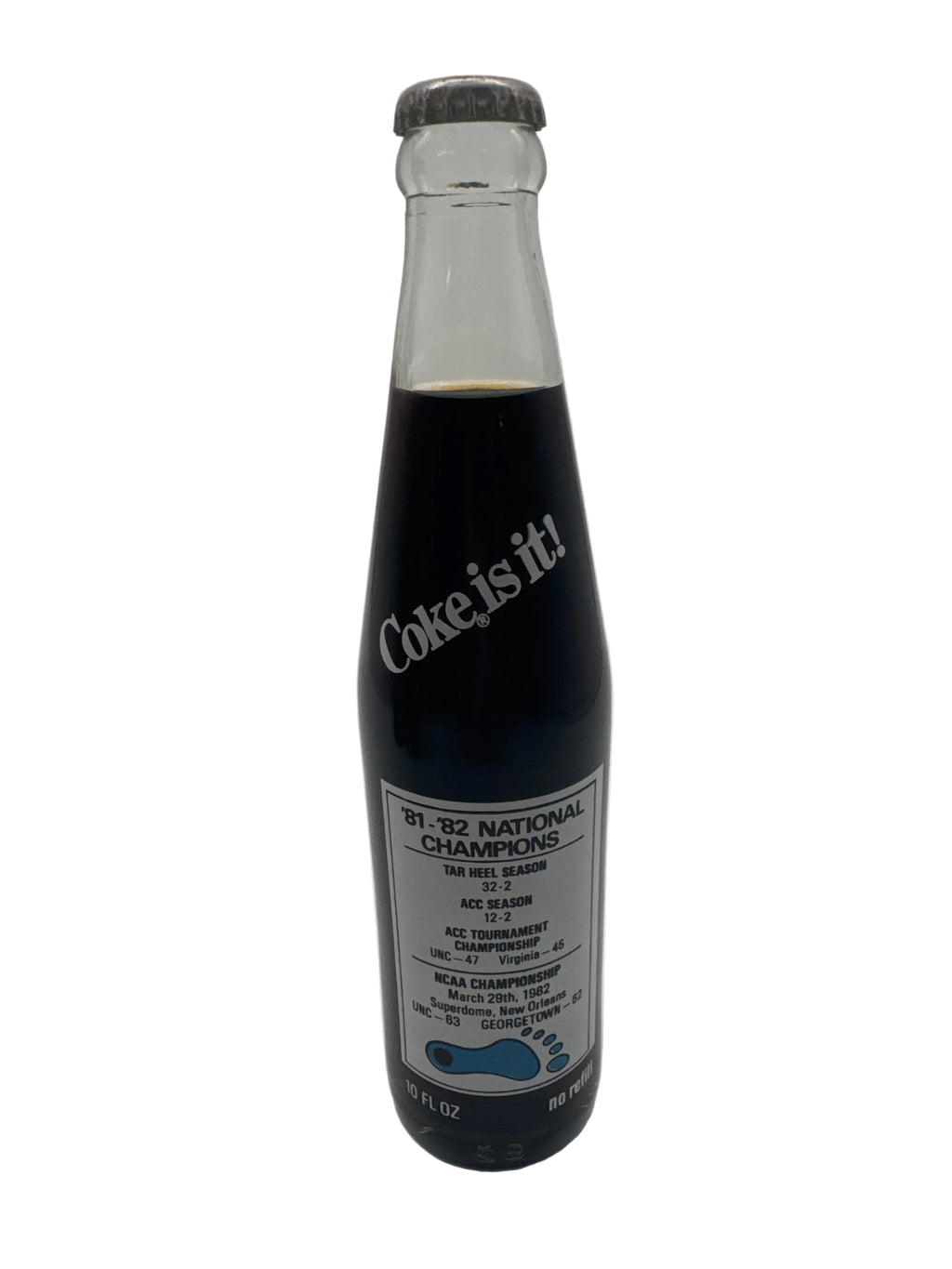 1981-82 NC TAR HEELS NATIONAL CHAMPIONS COCA-COLA 10 oz BOTTLE
