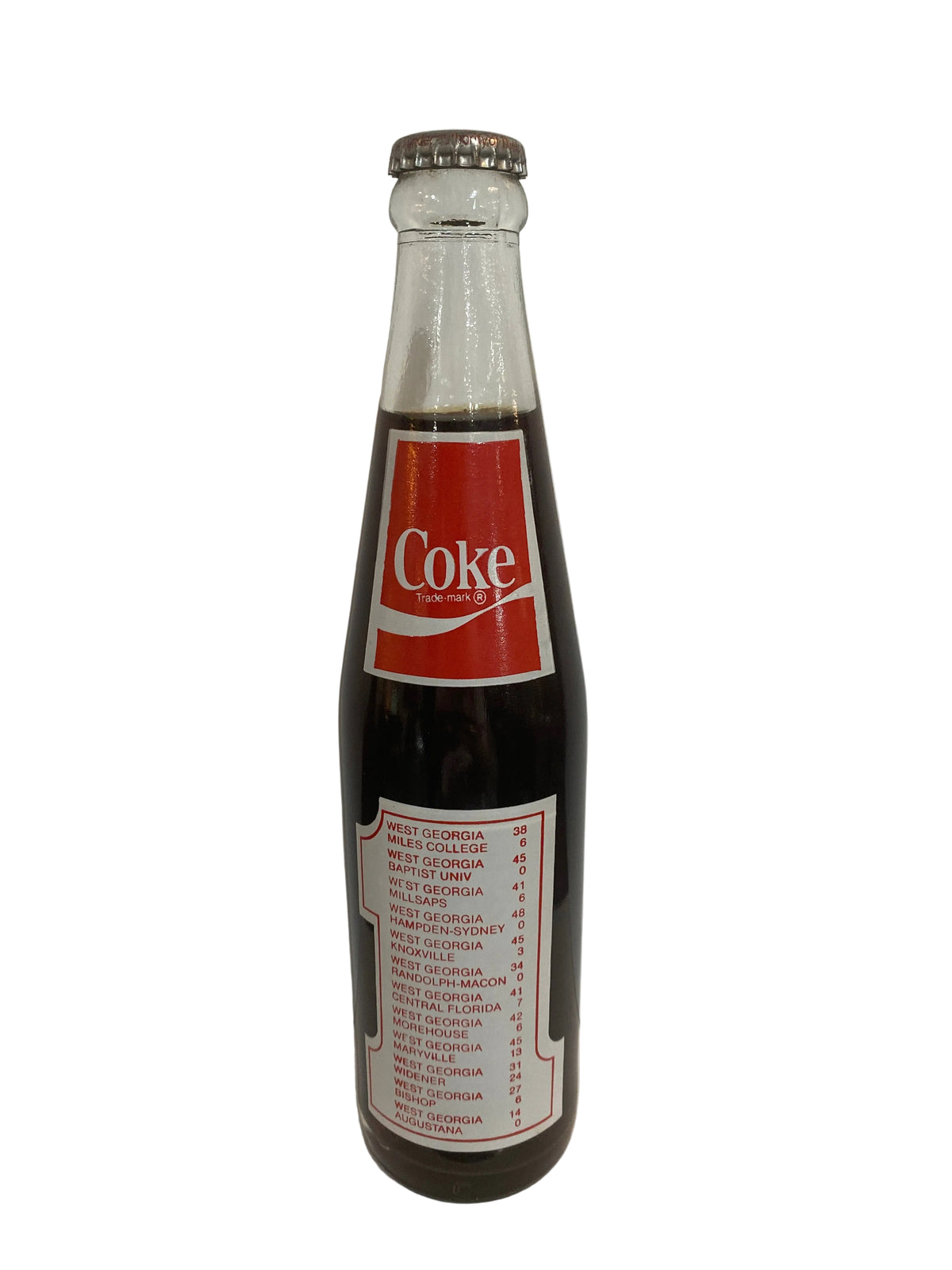 1982 West Georgia College Braves NCAA Division III Champions Coca-Cola 10 oz Bottle