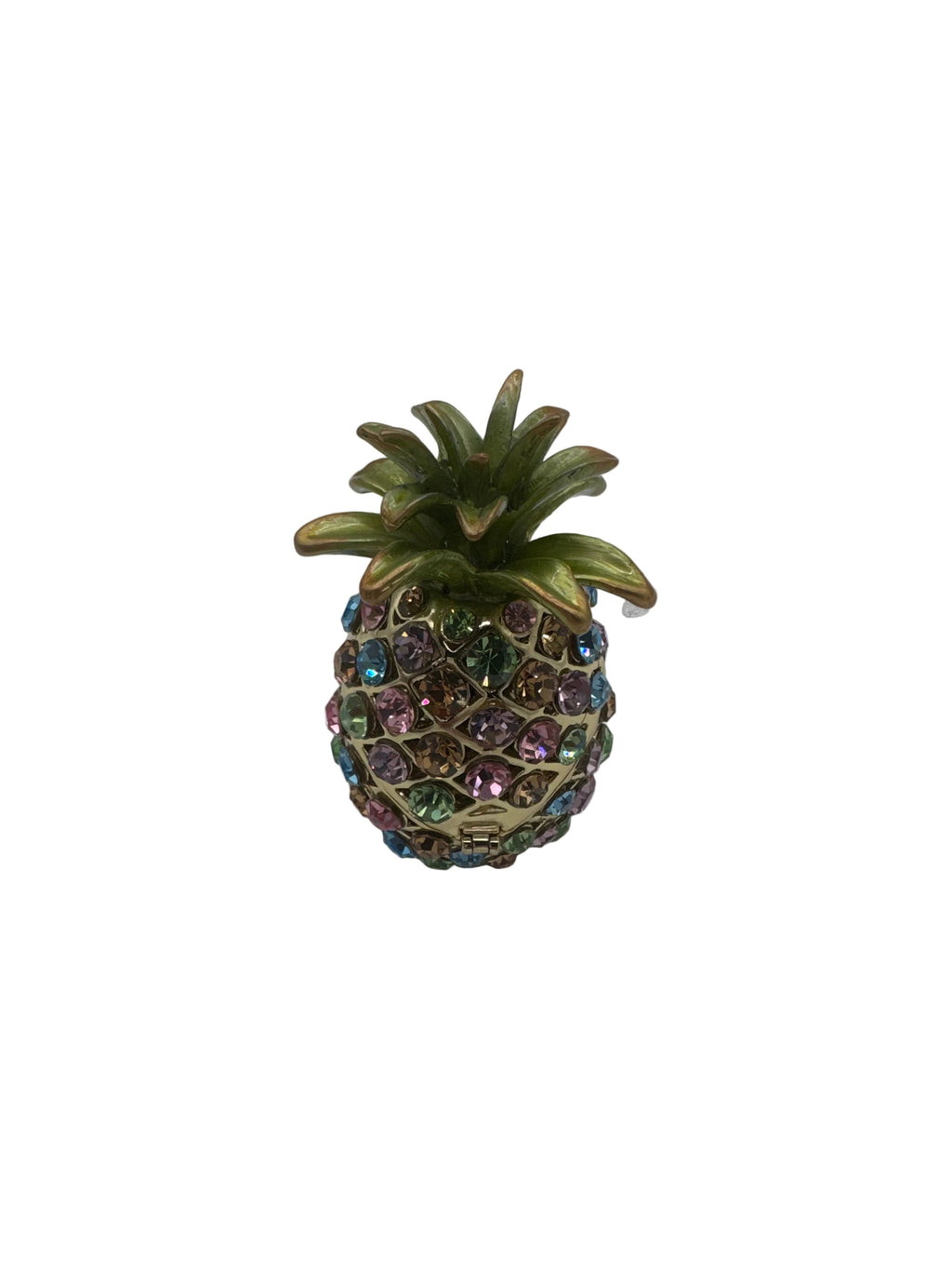 Beautiful Lia Sophia Pineapple Enamel & Rhinestone Lidded Ring/Trinket Box