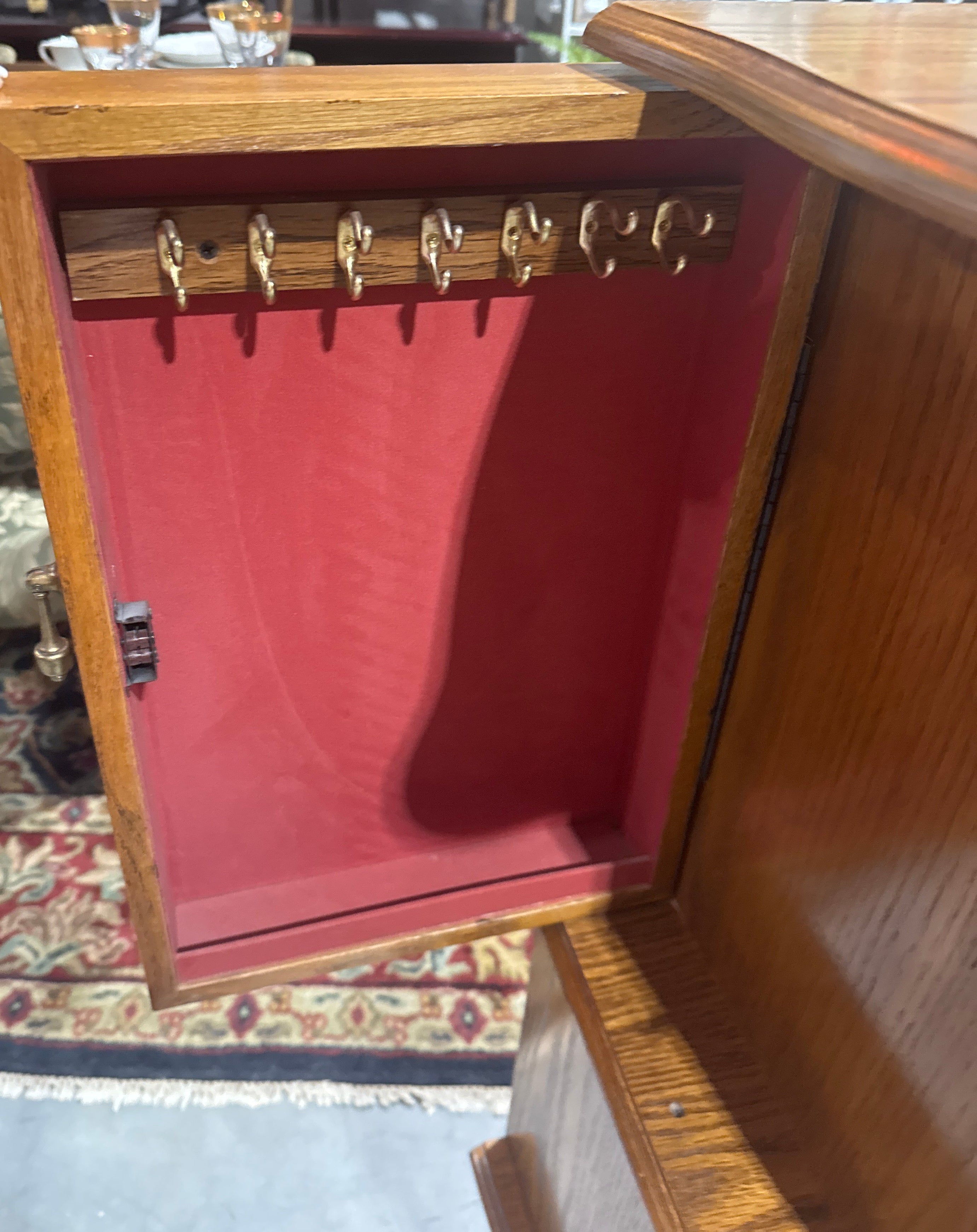 Queen Anne Style Oak Jewelry Chest, 42”H