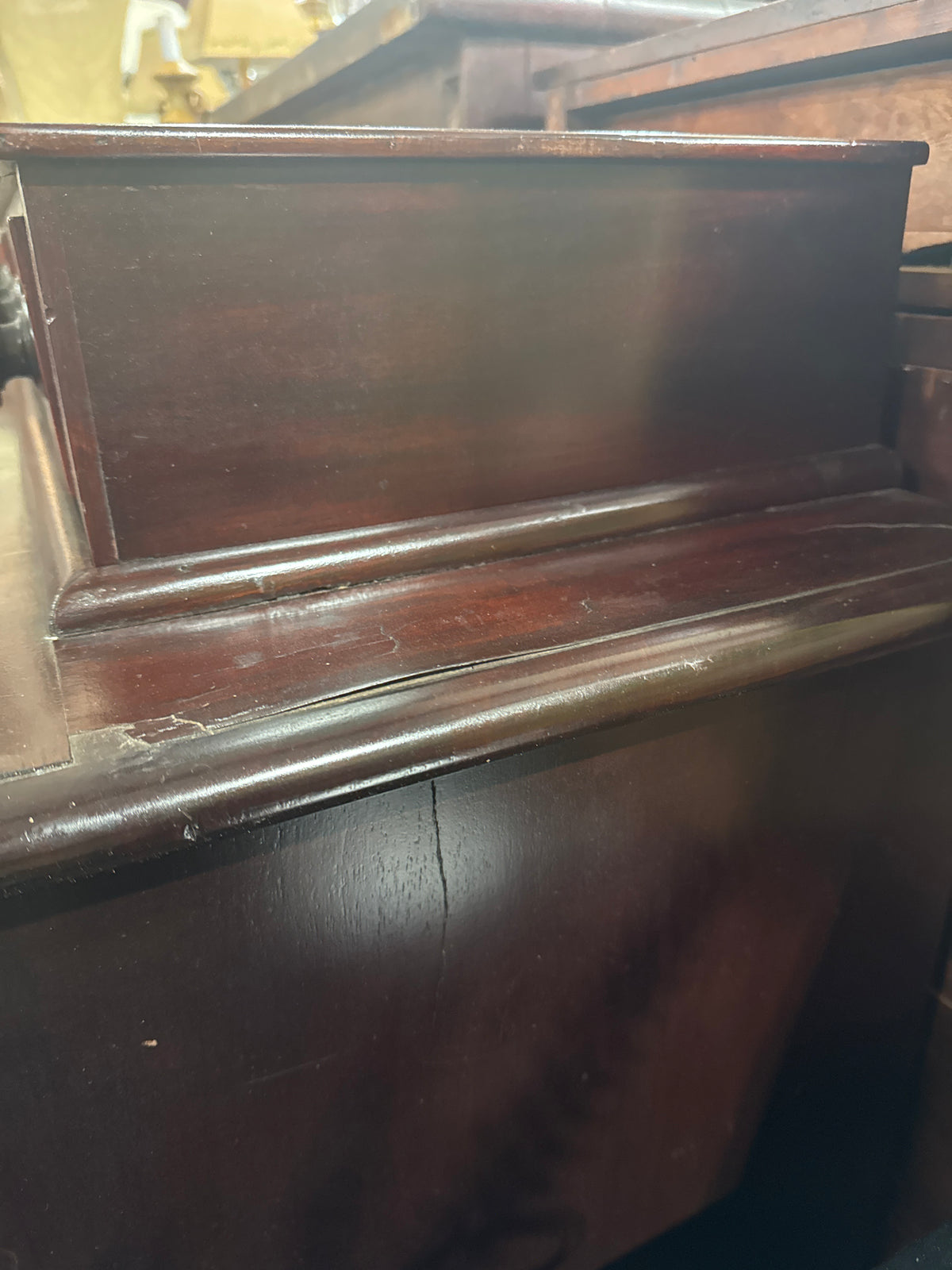 Antique Flame Mahogany Empire Chest with 3 Glove Boxes
