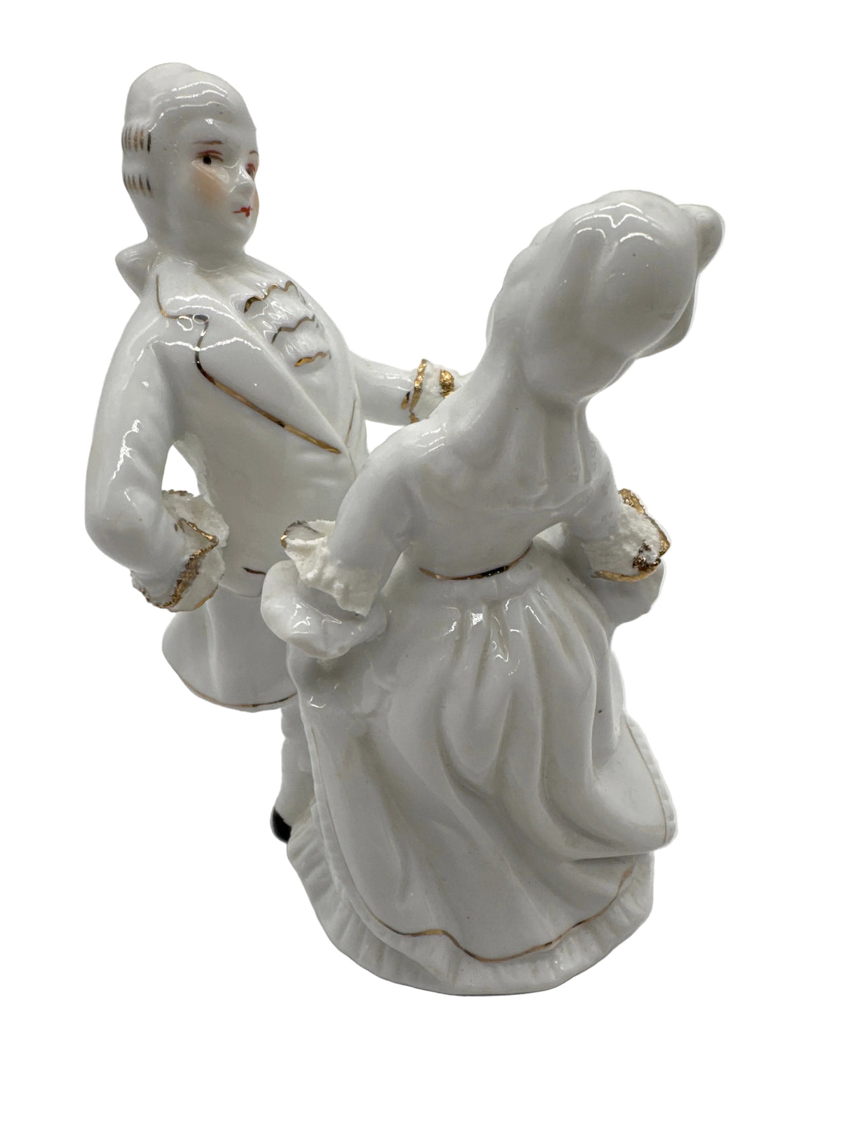 Vintage Victorian White with Gold Trim Porcelain Dancing Figures