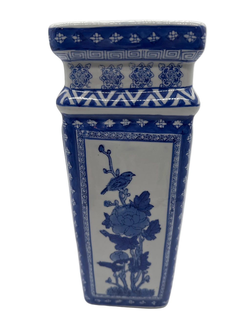 Vintage Chinese Blue and White Tall Vase
