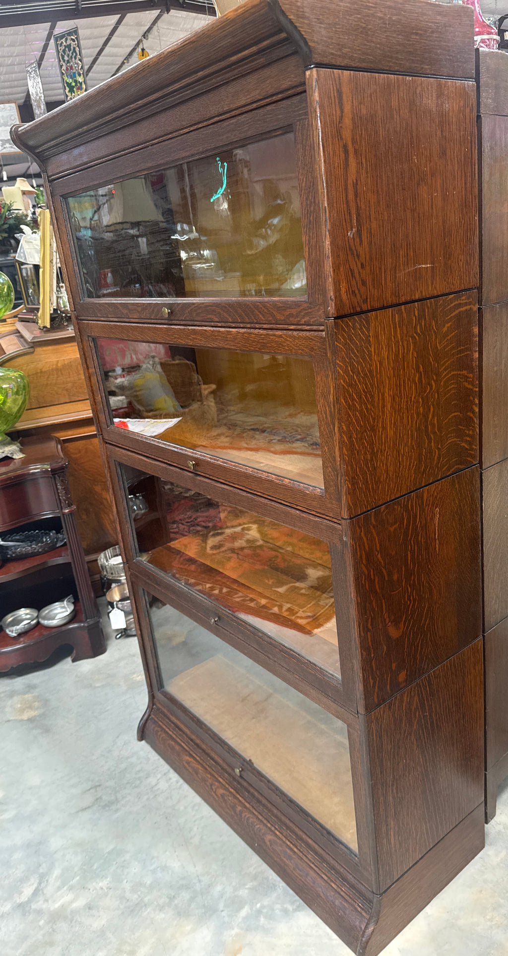 Antique Oak 4 Stack Lawyer Barrister Bookcase