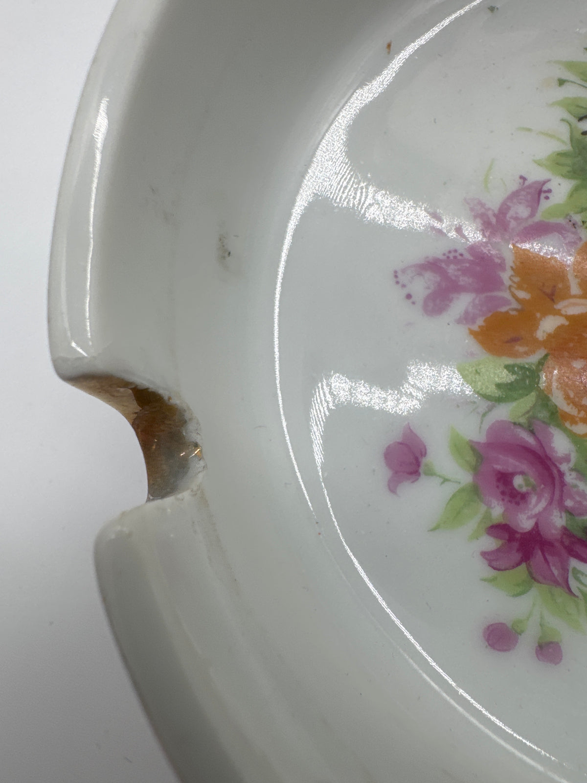 Vintage “Made in Japan” White Porcelain Floral Ashtray
