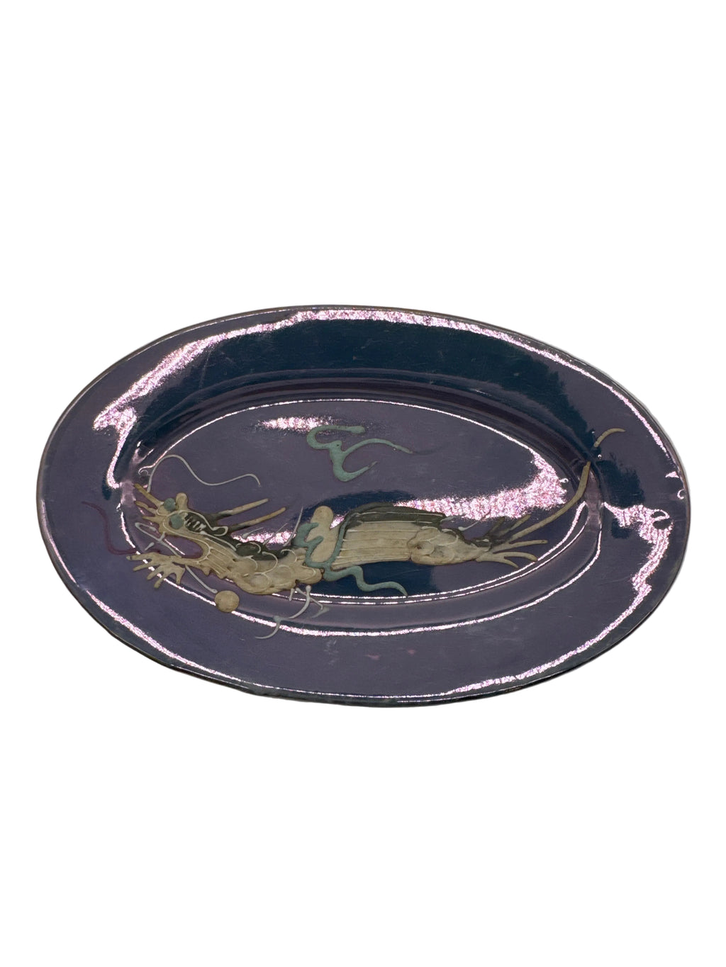 Antique Moriage Child's Dragon Ware Small Oval Platter Hand Painted, Made in Japan