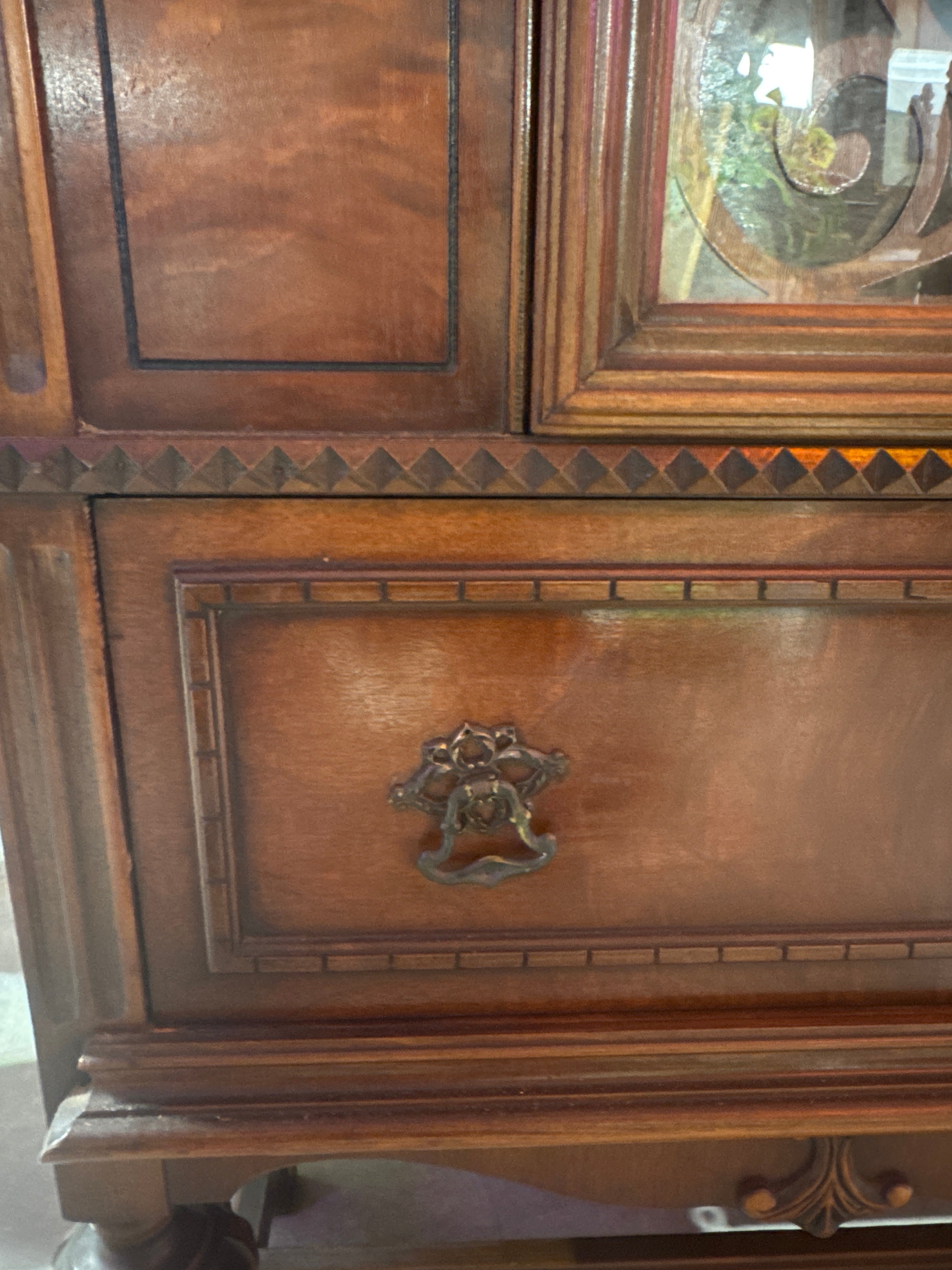 Antique Jacobean Style China Curio Cabinet