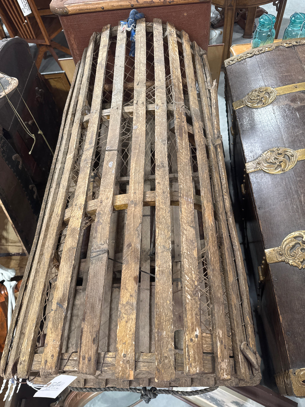 VINTAGE LARGE WOODEN LOBSTER TRAP