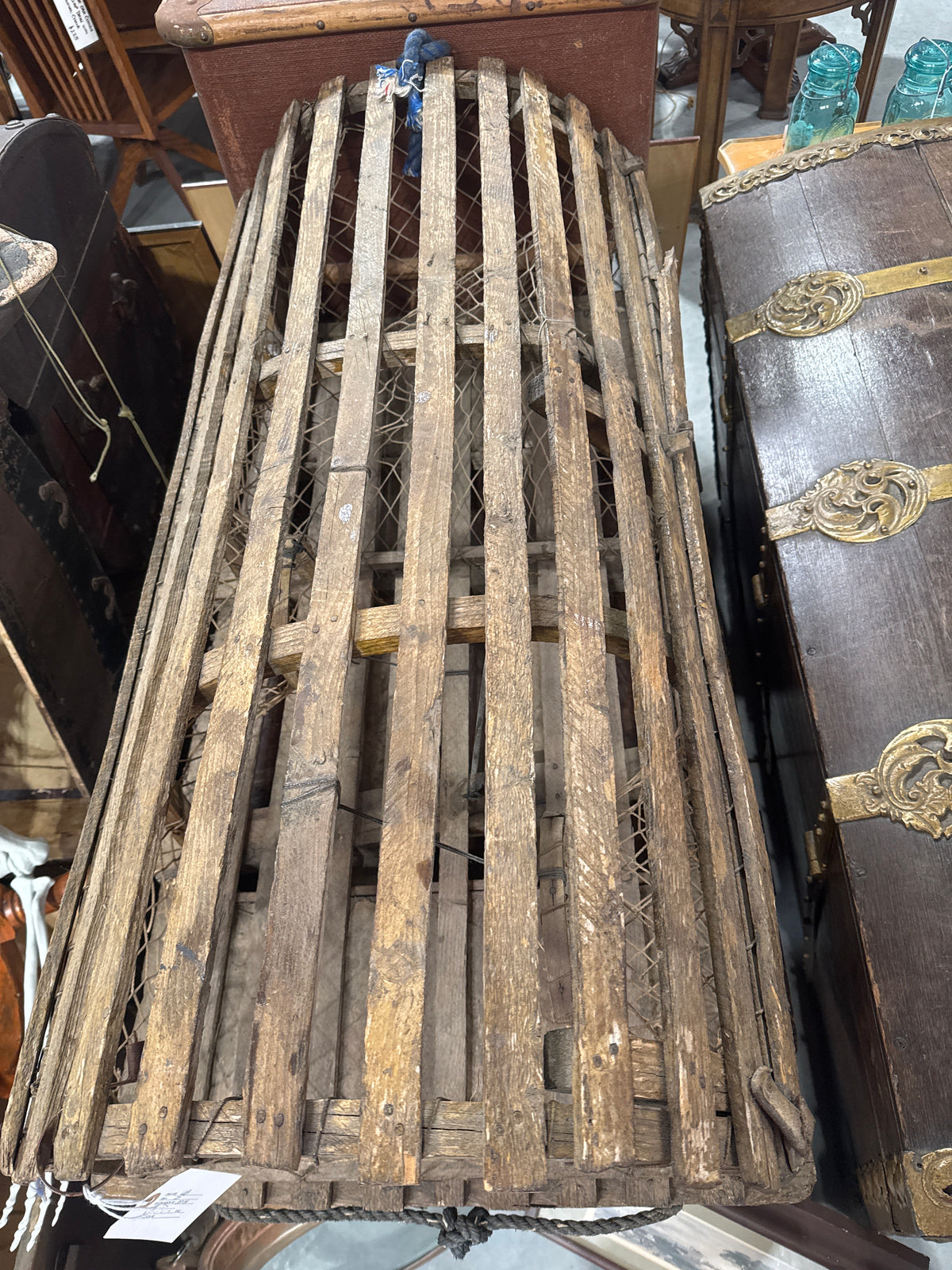 VINTAGE LARGE WOODEN LOBSTER TRAP