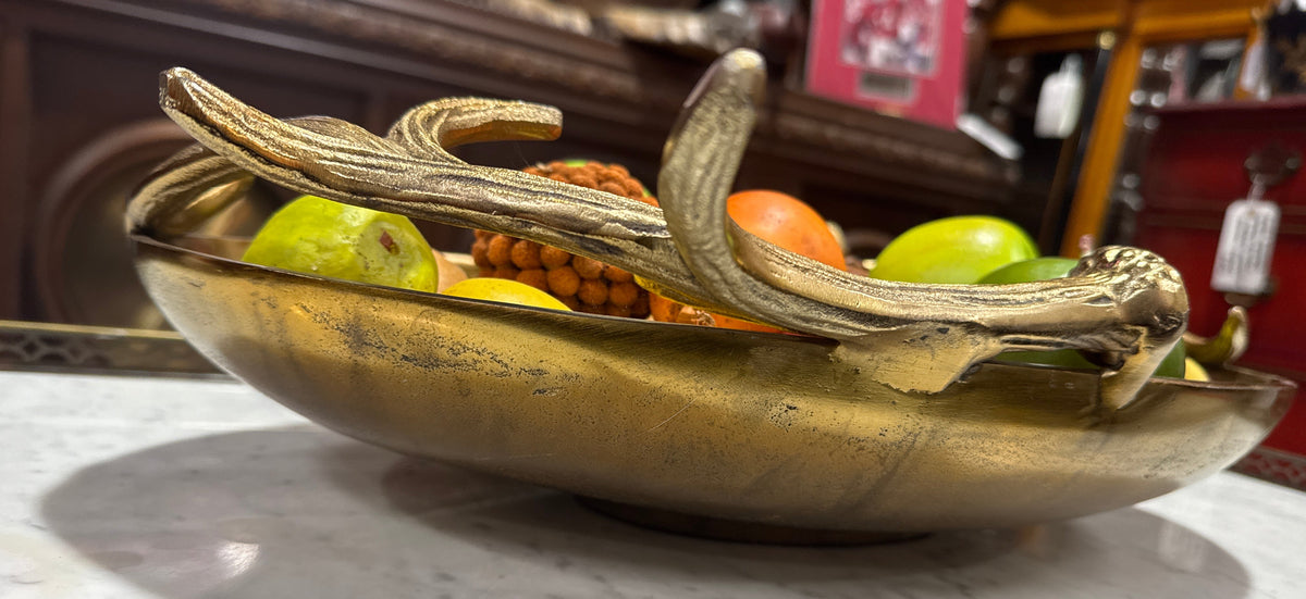 Large Antique Gold Antler Bowl