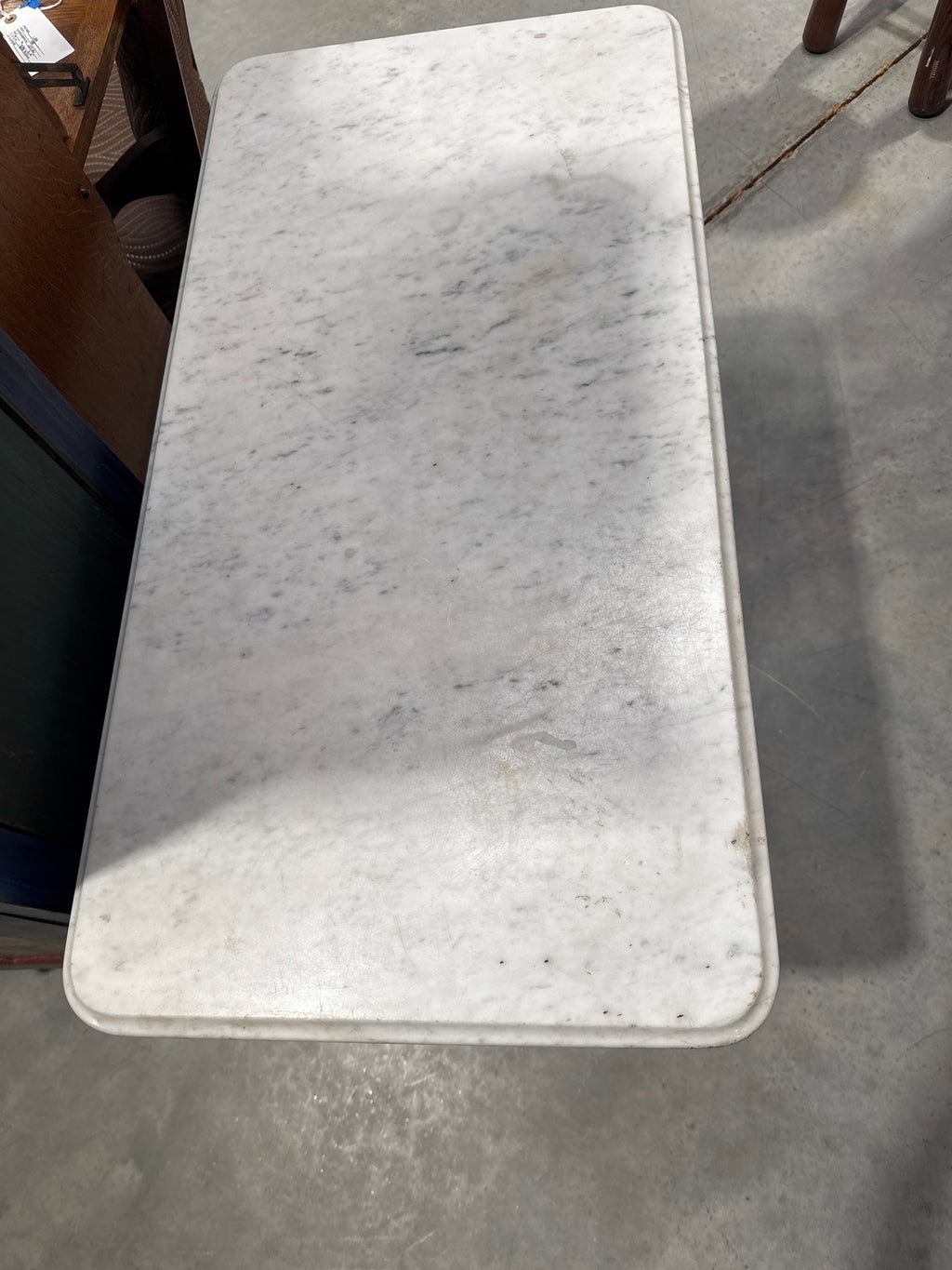 Antique Marble Top Table on Casters