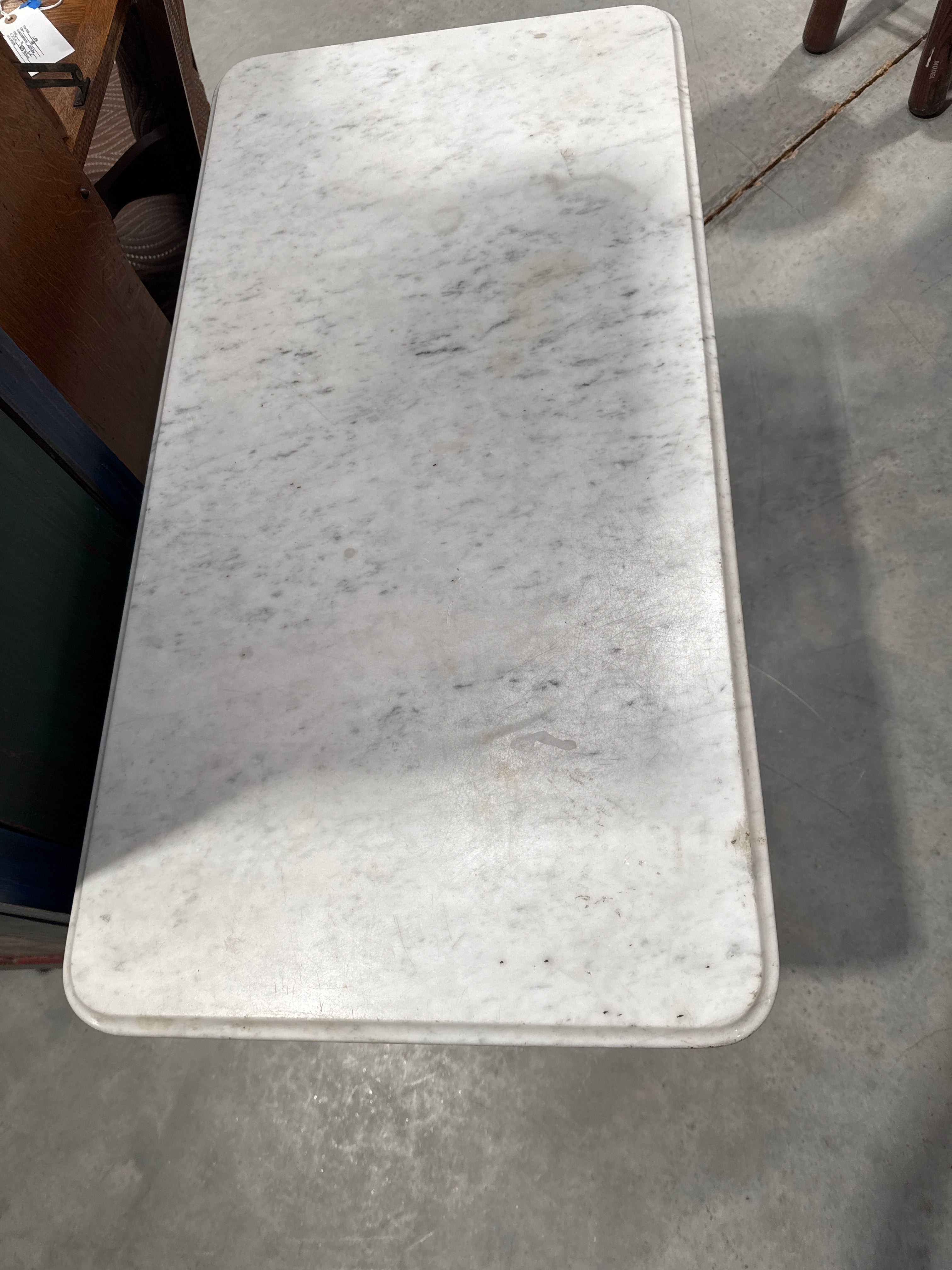 Antique Marble Top Table on Casters