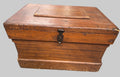 Antique Late 19th Century Primitive Lift Top Wood Carpentry Chest Trunk with Wrought Iron Latch