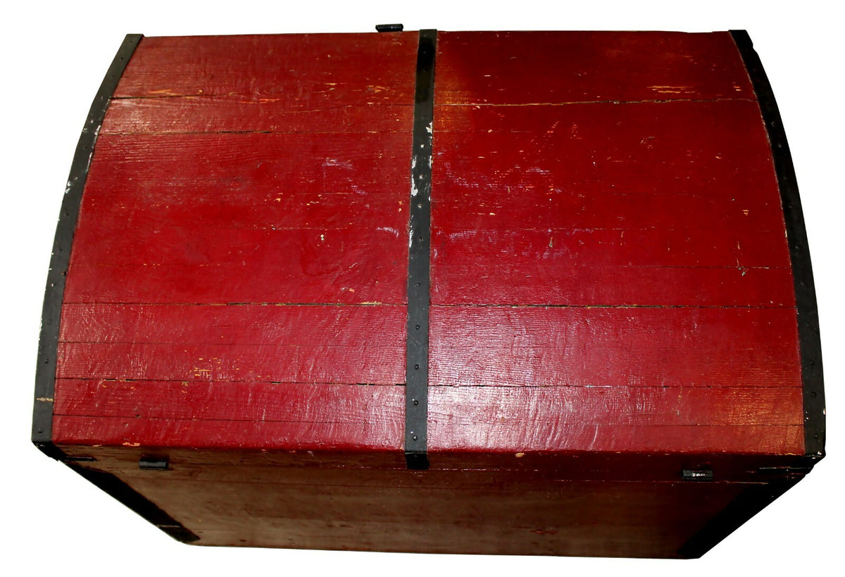 Vintage Handmade Cedar Red Storage Steamer Trunk Chest-K
