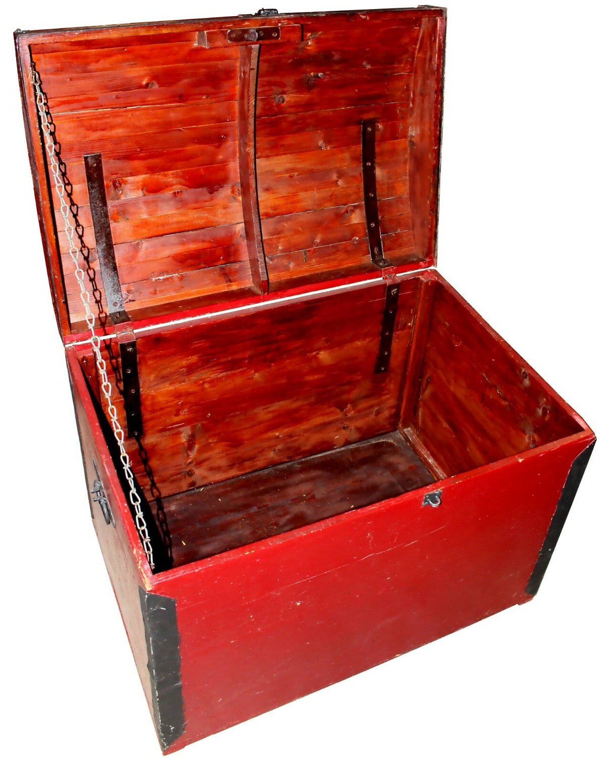 Vintage Handmade Cedar Red Storage Steamer Trunk Chest-K