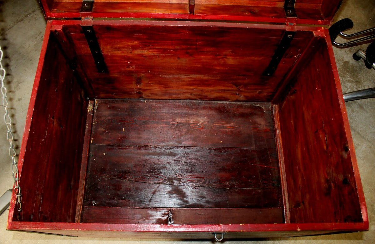 Vintage Handmade Cedar Red Storage Steamer Trunk Chest-K