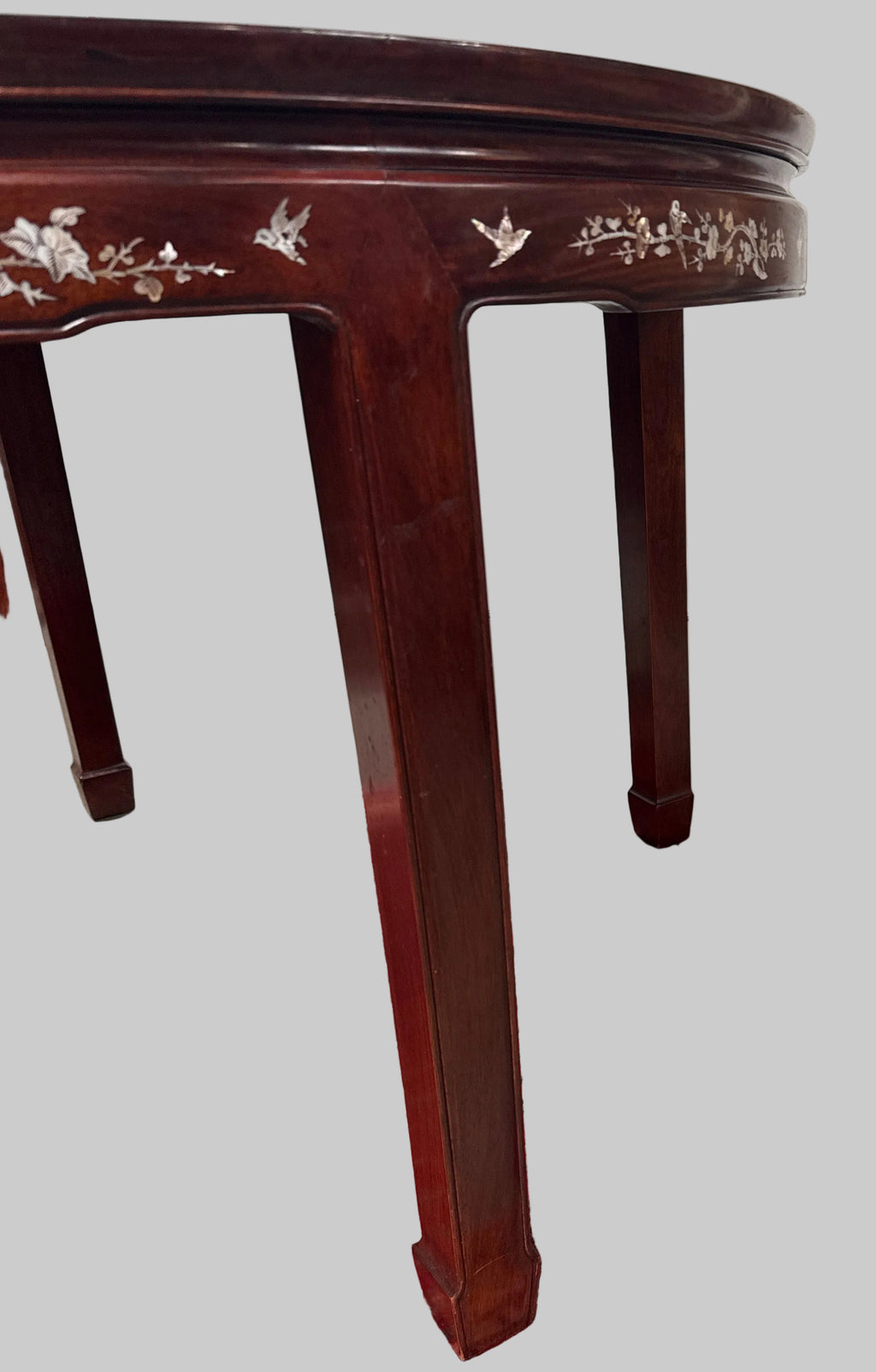 Vintage Rosewood Chinese Mother of Pearl Inlay Dining Table-K