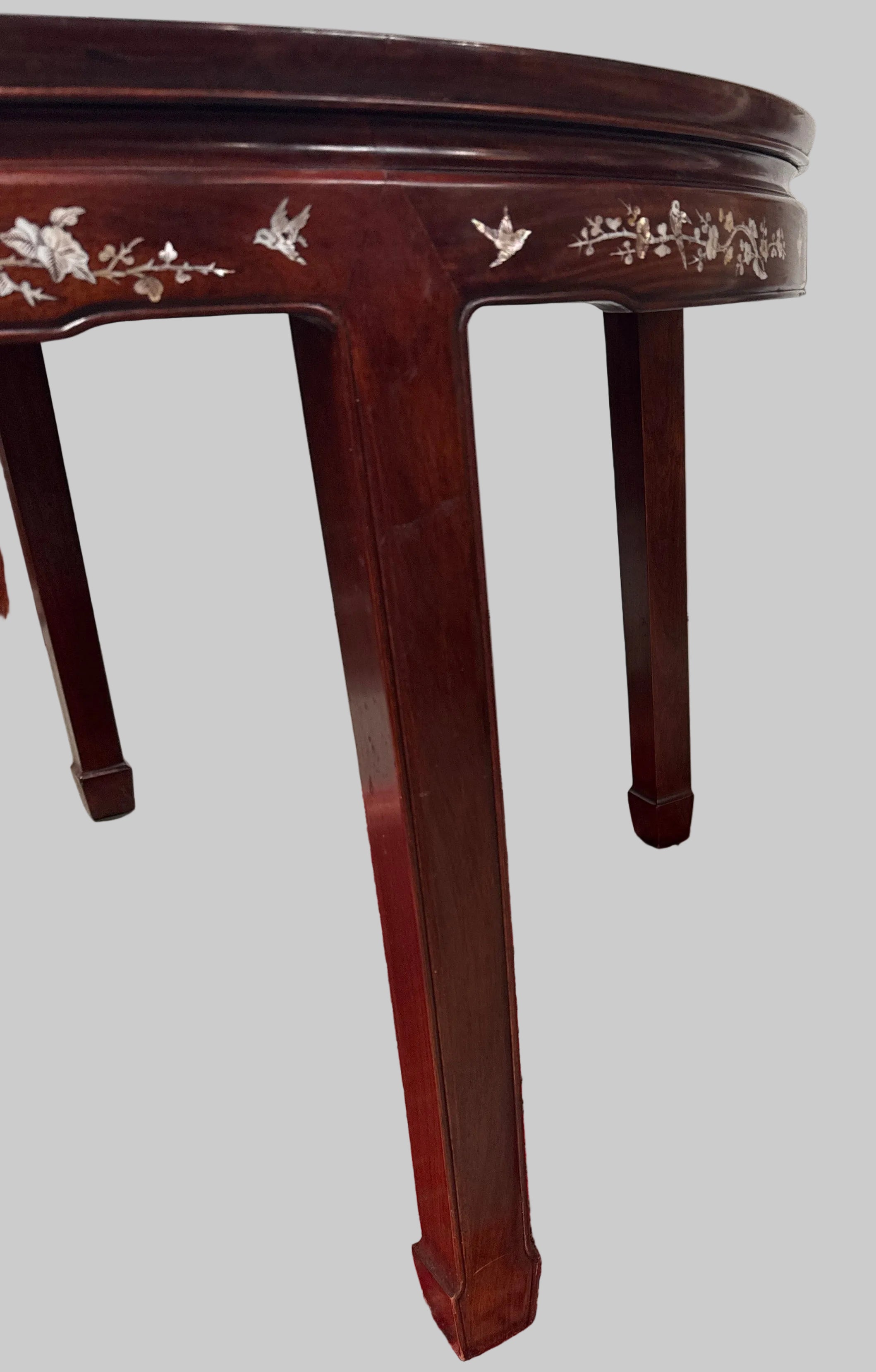 Vintage Rosewood Chinese Mother of Pearl Inlay Dining Table-K