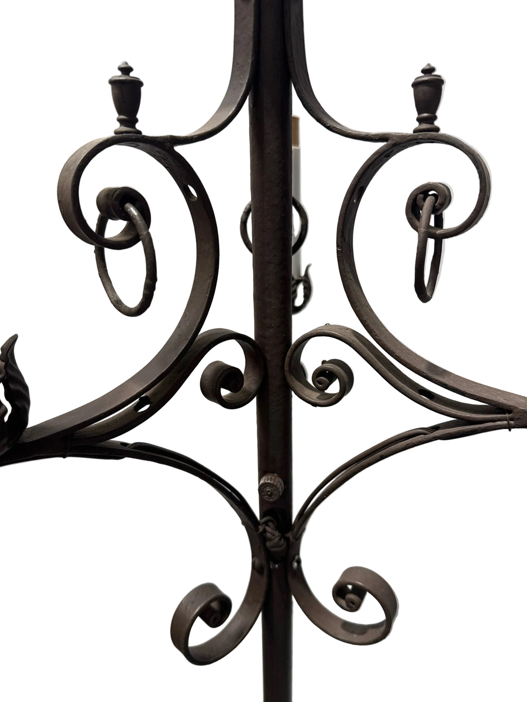 Vintage Spanish Revival Wrought Iron 4 Light Torchiere Floor Lamp