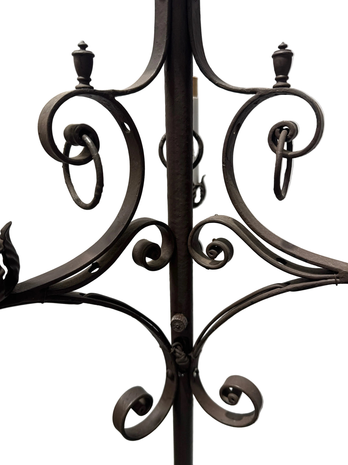 Vintage Spanish Revival Wrought Iron 4 Light Torchiere Floor Lamp