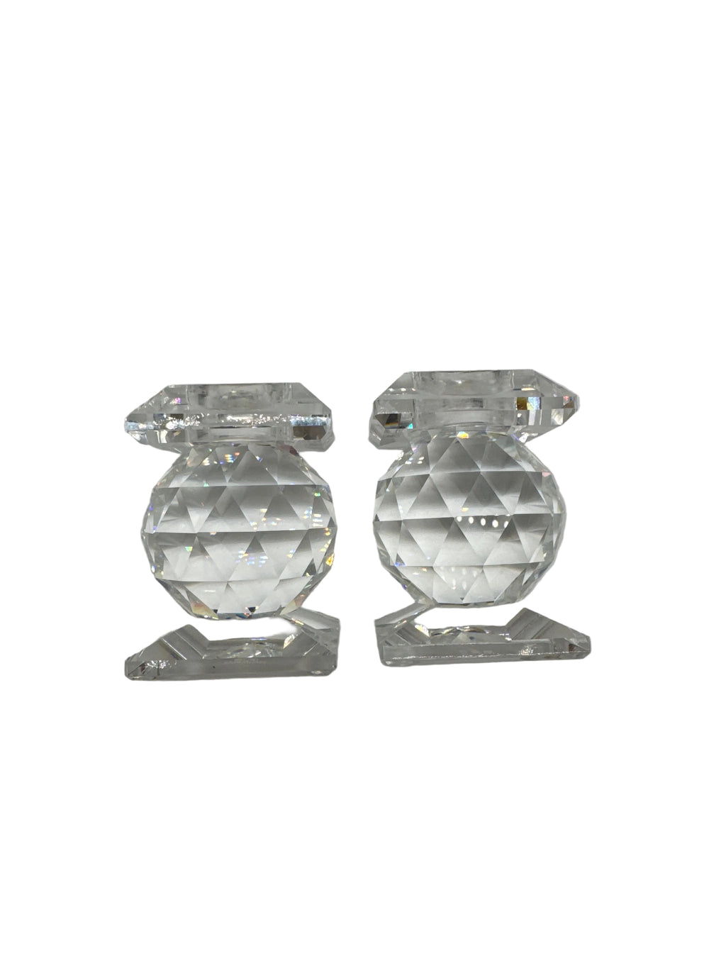 Vintage Pair Swarovski Crystal “Kugel Ball” Candle Holders